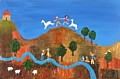 Llama Trek - contemporary painting by Simon Taylor Llama Trek - contemporary painting by Simon Taylor