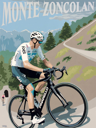 Chris Froome on Monte Zoncolan, painting by Simon Taylor