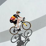 Van Aert on Ventoux - gouache on paper 36 x 48cm by Simon Taylor